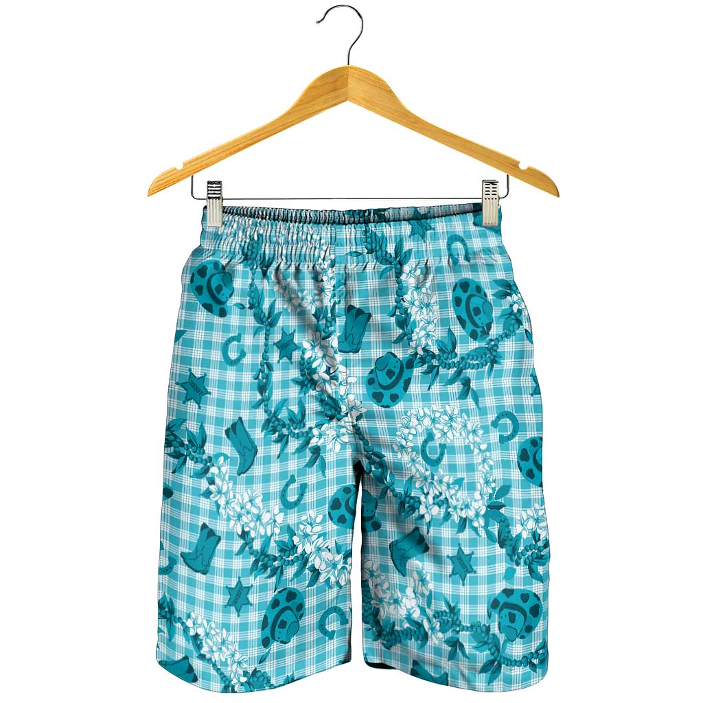 Mokihana Maile Ilima Leis Paniolo Palaka Shorts for Men Hawaiian Polu Opa Spirit LT9 - Polynesian Pride
