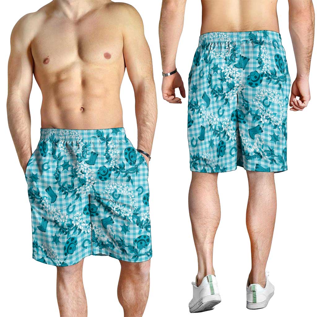 Mokihana Maile Ilima Leis Paniolo Palaka Shorts for Men Hawaiian Polu Opa Spirit LT9 - Polynesian Pride