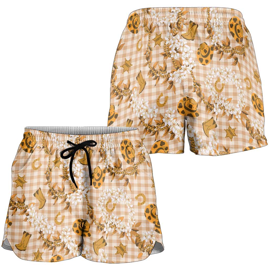 Mokihana Maile Ilima Leis Paniolo Palaka Shorts for Women Hawaiian Kula Spirit LT9 - Polynesian Pride