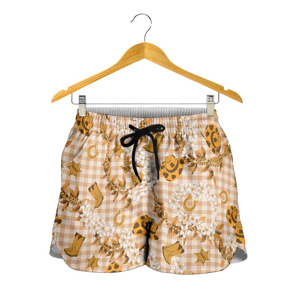 Mokihana Maile Ilima Leis Paniolo Palaka Shorts for Women Hawaiian Kula Spirit LT9 - Polynesian Pride