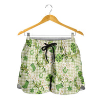 Mokihana Maile Ilima Leis Paniolo Palaka Shorts for Women Hawaiian Omaomo Ala Spirit LT9 - Polynesian Pride