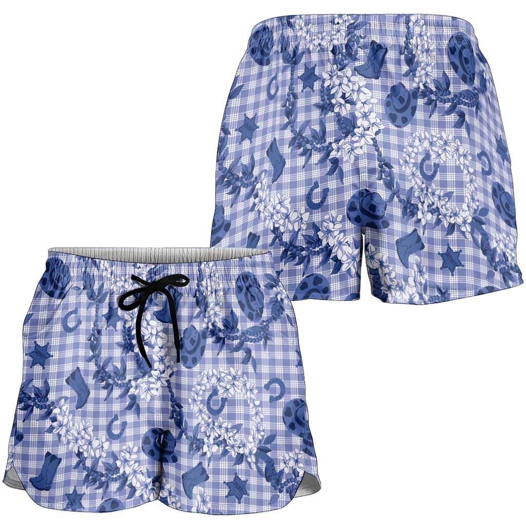 Mokihana Maile Ilima Leis Paniolo Palaka Shorts for Women Hawaiian Polu Spirit LT9 - Polynesian Pride