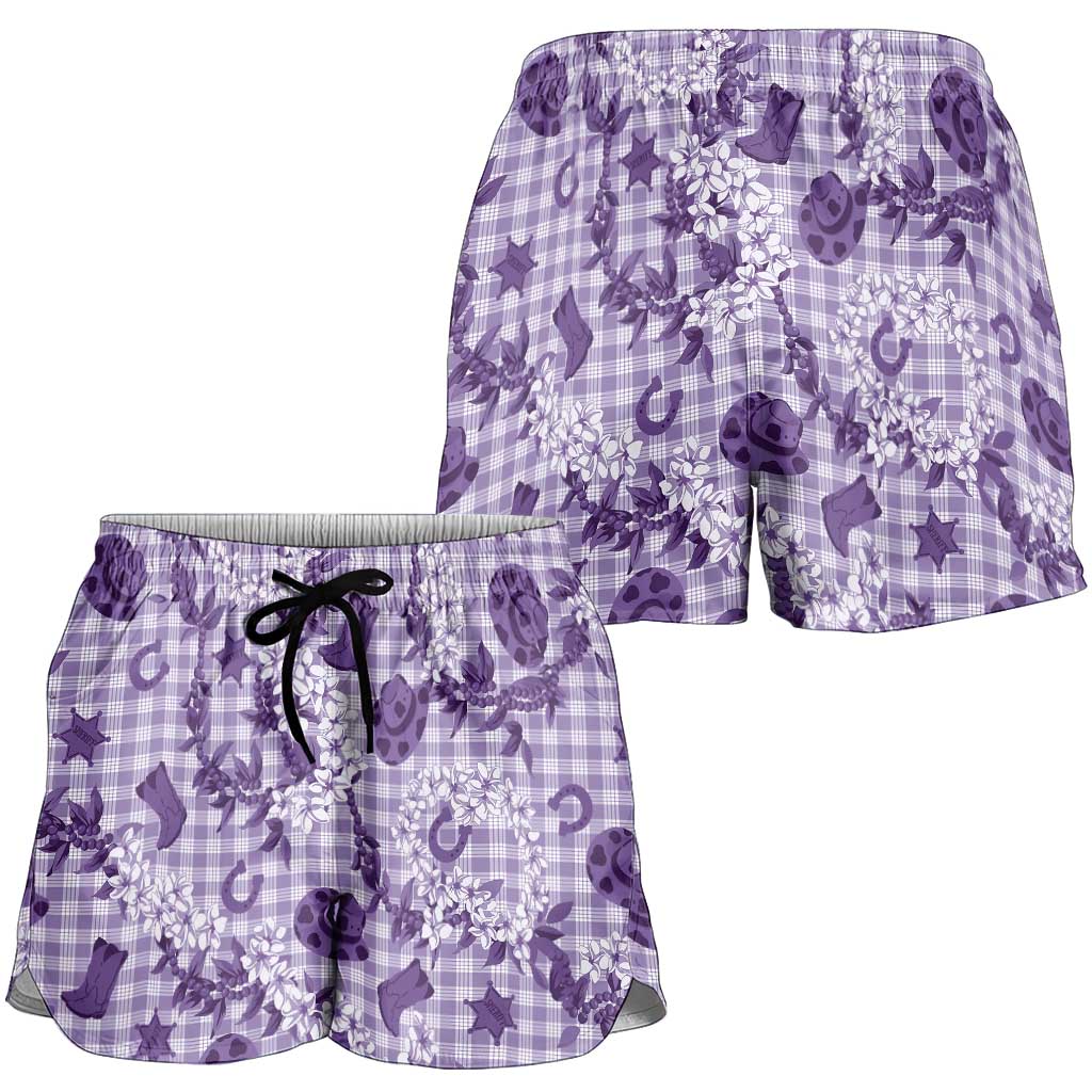 Mokihana Maile Ilima Leis Paniolo Palaka Shorts for Women Hawaiian Poni Spirit LT9 - Polynesian Pride
