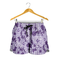 Mokihana Maile Ilima Leis Paniolo Palaka Shorts for Women Hawaiian Poni Spirit LT9 - Polynesian Pride