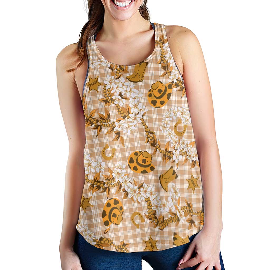Mokihana Maile Ilima Leis Paniolo Palaka Women Racerback Tank Hawaiian Kula Spirit LT9 - Polynesian Pride