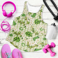 Mokihana Maile Ilima Leis Paniolo Palaka Women Racerback Tank Hawaiian Omaomo Ala Spirit LT9 Green - Polynesian Pride