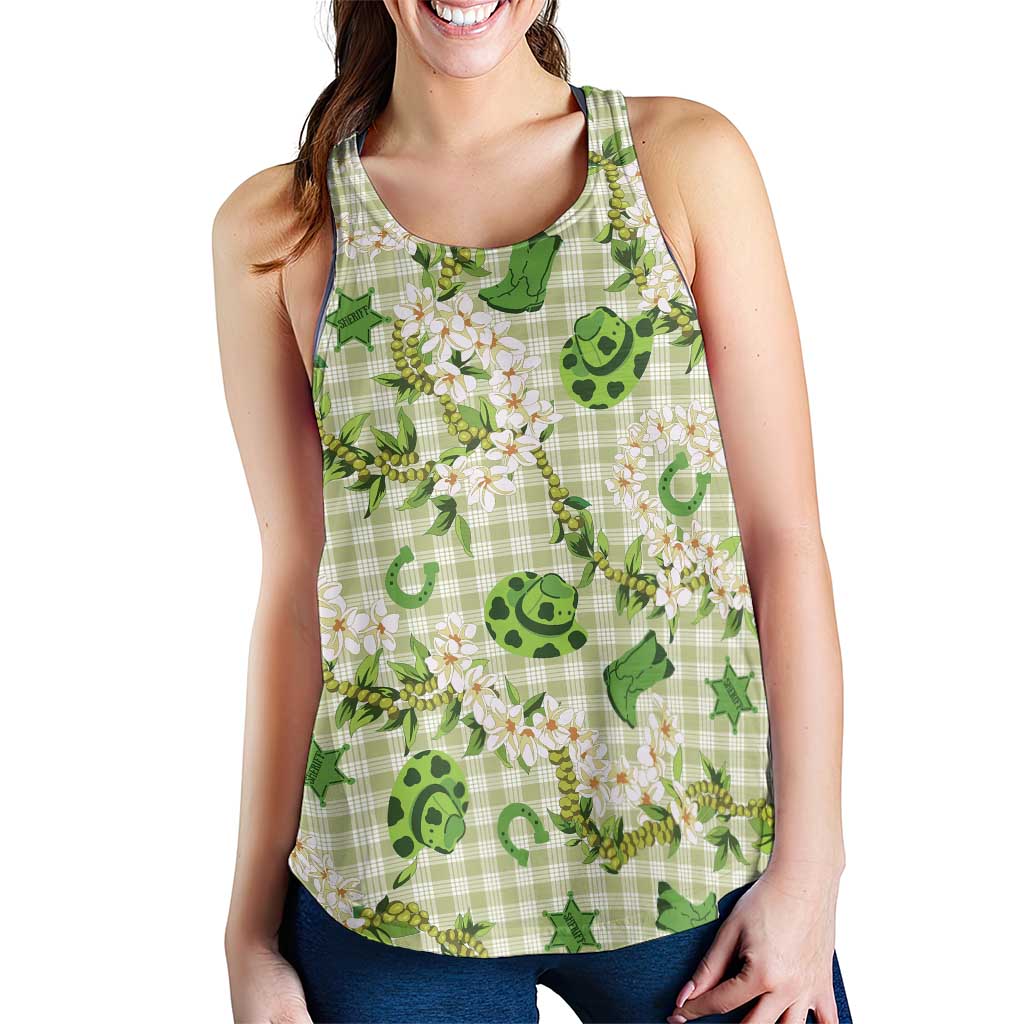 Mokihana Maile Ilima Leis Paniolo Palaka Women Racerback Tank Hawaiian Omaomo Ala Spirit LT9 - Polynesian Pride