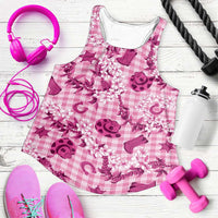 Mokihana Maile Ilima Leis Paniolo Palaka Women Racerback Tank Hawaiian Omaomo Ulaula Spirit LT9 Pink - Polynesian Pride