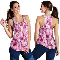 Mokihana Maile Ilima Leis Paniolo Palaka Women Racerback Tank Hawaiian Omaomo Ulaula Spirit LT9 - Polynesian Pride