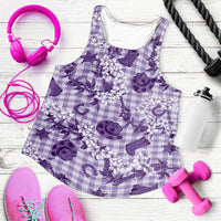 Mokihana Maile Ilima Leis Paniolo Palaka Women Racerback Tank Hawaiian Poni Spirit LT9 Purple - Polynesian Pride