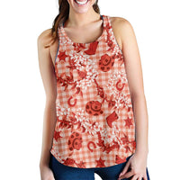 Mokihana Maile Ilima Leis Paniolo Palaka Women Racerback Tank Hawaiian Ulaula Spirit LT9 - Polynesian Pride