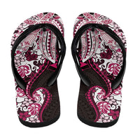 Monstera Plumeria Flowers Pink Flip Flops Polynesian Pattern
