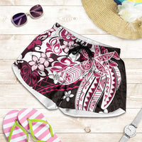 Monstera Plumeria Flowers Pink Shorts for Women Polynesian Pattern LT01 Pink - Polynesian Pride