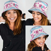 Monstera Tiare Plumeria Lei Pattern Bucket Hat Pink Version LT01 - Polynesian Pride