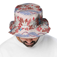 Monstera Tiare Plumeria Lei Pattern Bucket Hat Red Version LT01 - Polynesian Pride