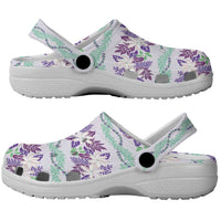 Monstera Tiare Plumeria Lei Pattern Clogs Shoes Purple Version LT01 - Polynesian Pride