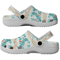 Monstera Tiare Plumeria Lei Pattern Clogs Shoes Teal Version LT01 - Polynesian Pride