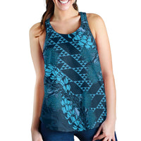 Naval Night Aloha Hawaii Women Racerback Tank Hawaiian Kakau Ohia Lehua Lei LT14 - Polynesian Pride