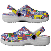 New Caledonia Joyeux Noel Clogs Shoes Pacific Patchwork Xmas Vibes - Polynesian Pride