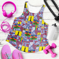 New Caledonia Joyeux Noel Women Racerback Tank Pacific Patchwork Xmas Vibes LT9 Blue - Polynesian Pride
