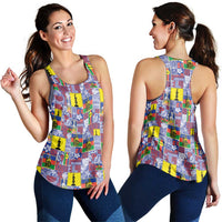 New Caledonia Joyeux Noel Women Racerback Tank Pacific Patchwork Xmas Vibes LT9 - Polynesian Pride
