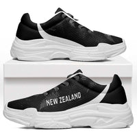New Zealand 2026 Football Chunky Sneakers Go All White Silver Fern Curve Stylized LT14 Black - Polynesian Pride