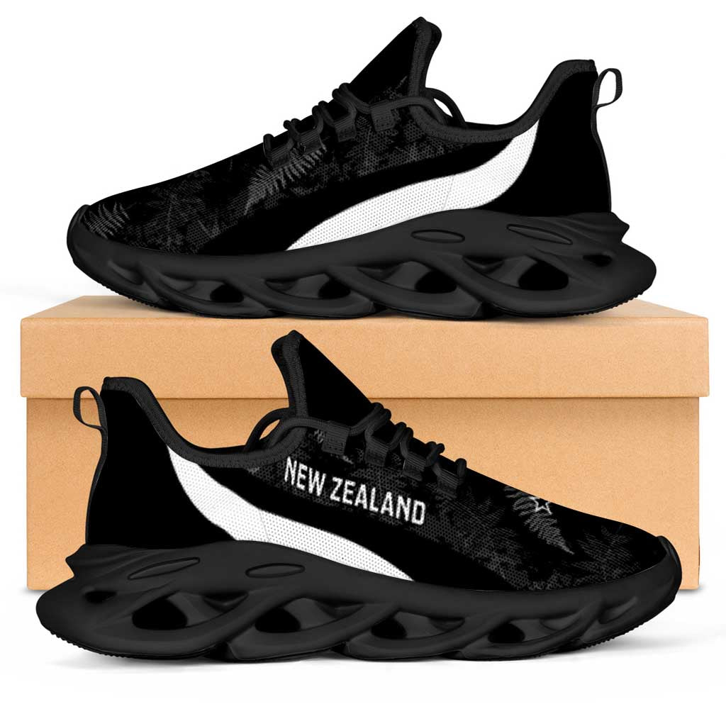 New Zealand 2026 Football Clunky Sneakers Go All White Silver Fern Curve Stylized LT14 Black - Polynesian Pride