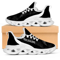 New Zealand 2026 Football Clunky Sneakers Go All White Silver Fern Curve Stylized LT14 Black - Polynesian Pride