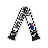 New Zealand 2026 Football Personalised Soccer Scarf Aotearoa Kia Kaha White Fern LT14 Black Fringe One Size Black - Polynesian Pride