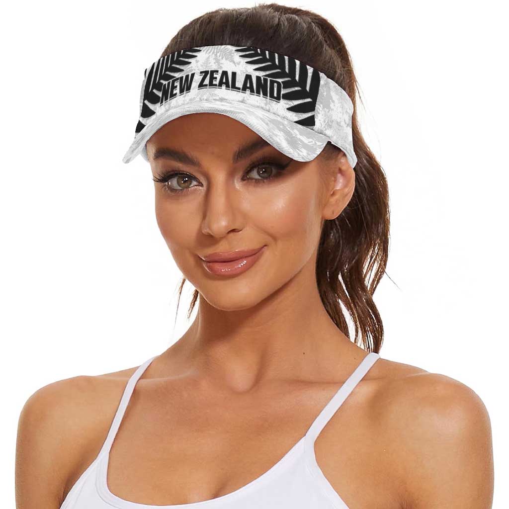 New Zealand 2026 Football Sun Visor Cap Aotearoa Kia Kaha Silver Fern White LT14 - Polynesian Pride