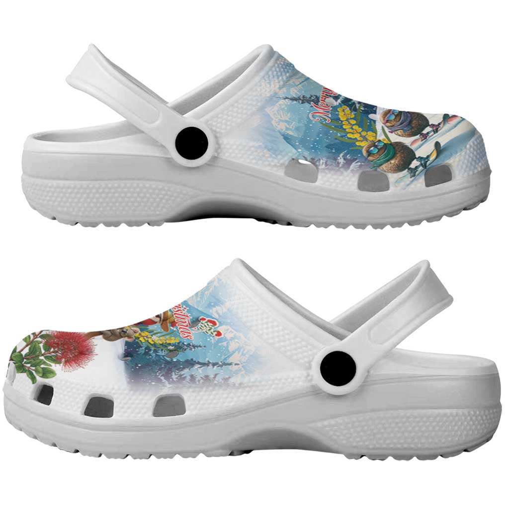 New Zealand and Australia Merry Christmas Clogs Shoes Kiwi Birds Skiing and Koala Santa Riding Kangaroo LT03 - Polynesian Pride