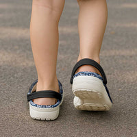 New Zealand Aotearoa Clogs Shoes Blue Taniko Art Maori Pattern - Polynesian Pride