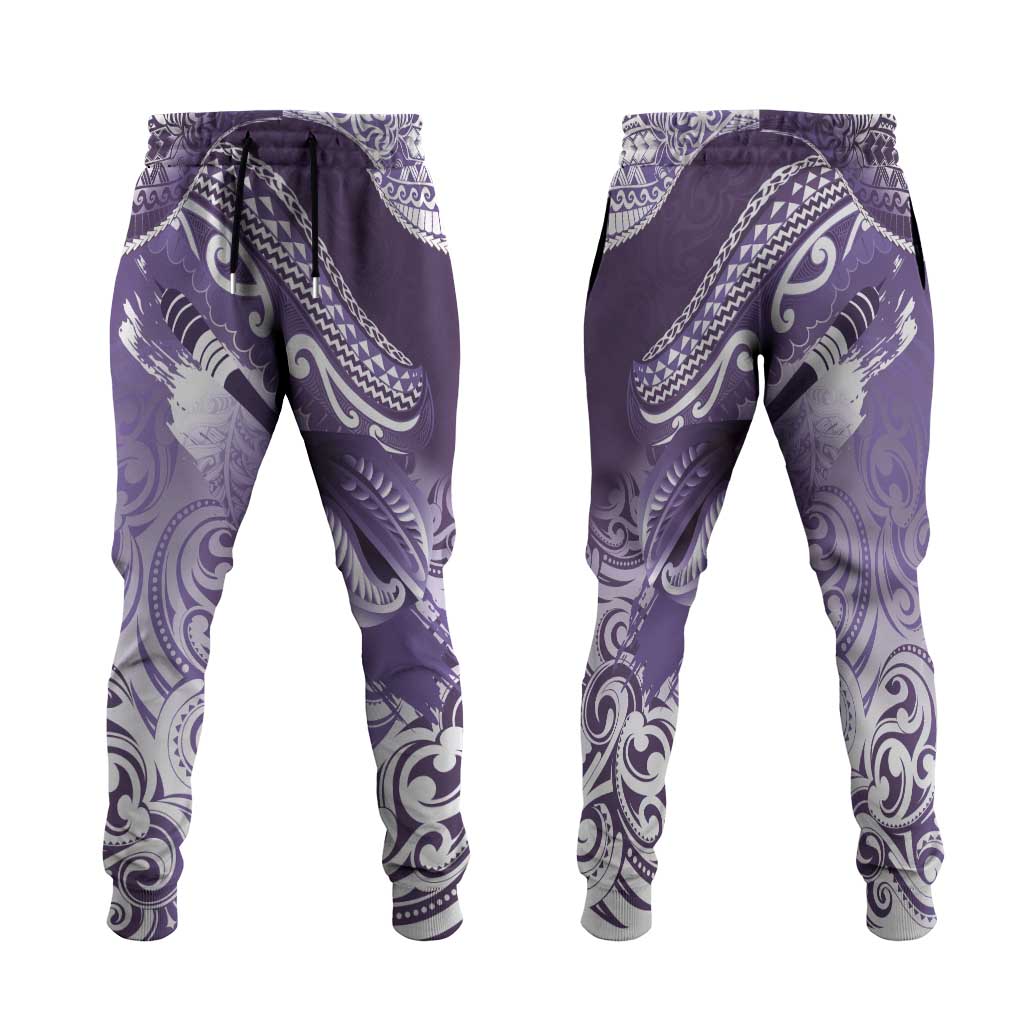 New Zealand Aotearoa Darts Masters Jogger Pants Maori Art Tattoo with Tribal Dart Symbol Purple - Polynesian Pride