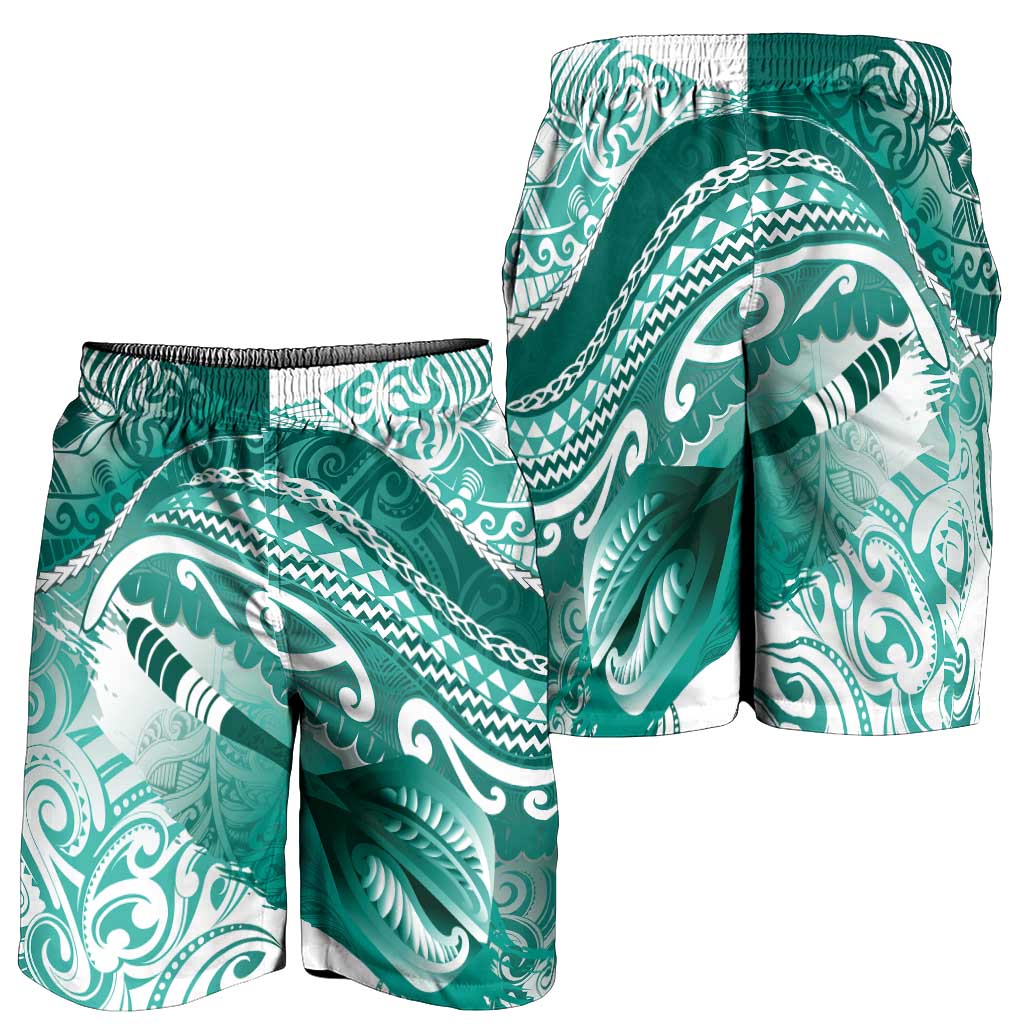 New Zealand Aotearoa Darts Masters Shorts for Men Maori Art Tattoo with Tribal Dart Symbol Teal Color LT03 - Polynesian Pride