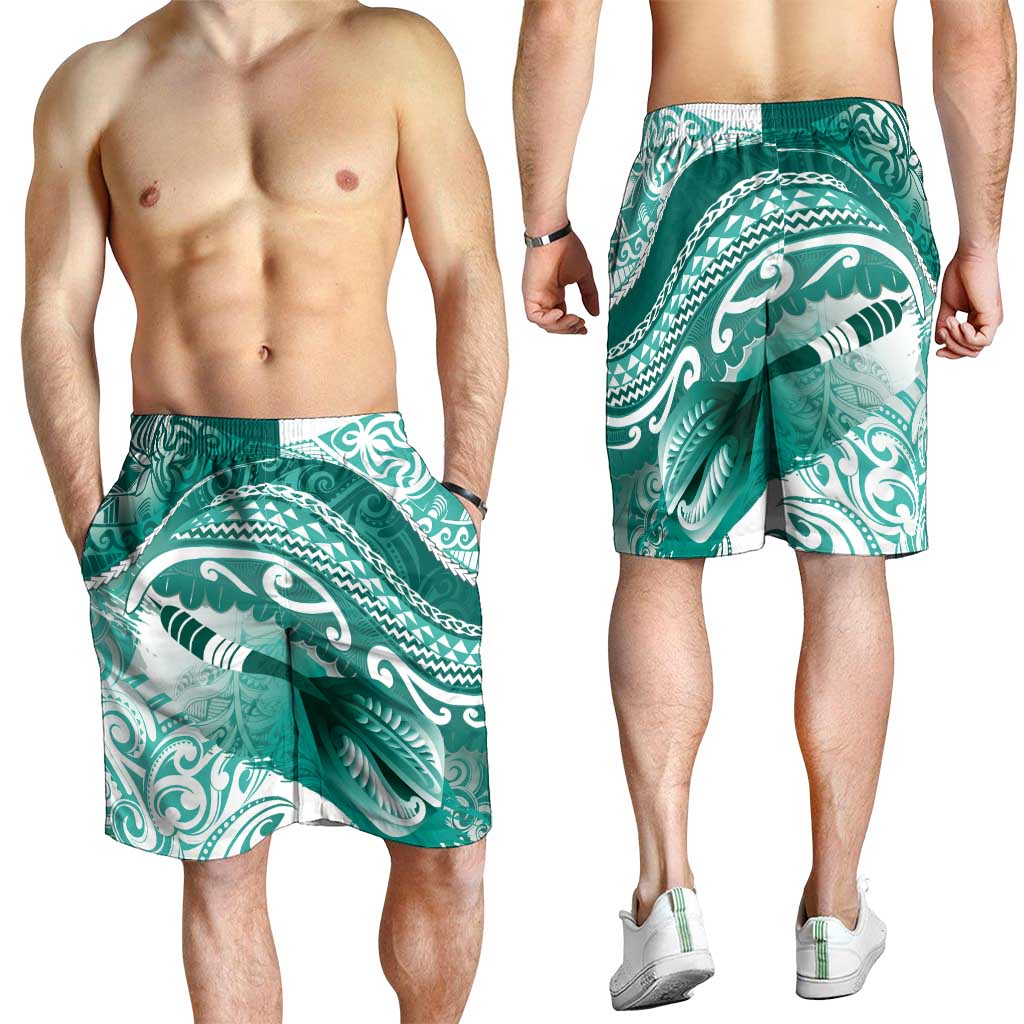 New Zealand Aotearoa Darts Masters Shorts for Men Maori Art Tattoo with Tribal Dart Symbol Teal Color LT03 - Polynesian Pride