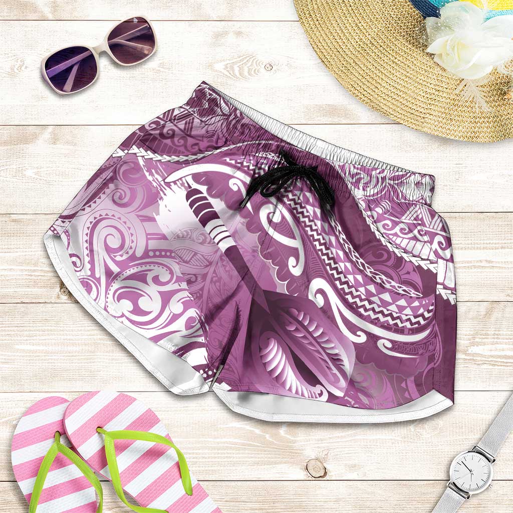 New Zealand Aotearoa Darts Masters Shorts for Women Maori Art Tattoo with Tribal Dart Symbol Pink LT03 Pink - Polynesian Pride