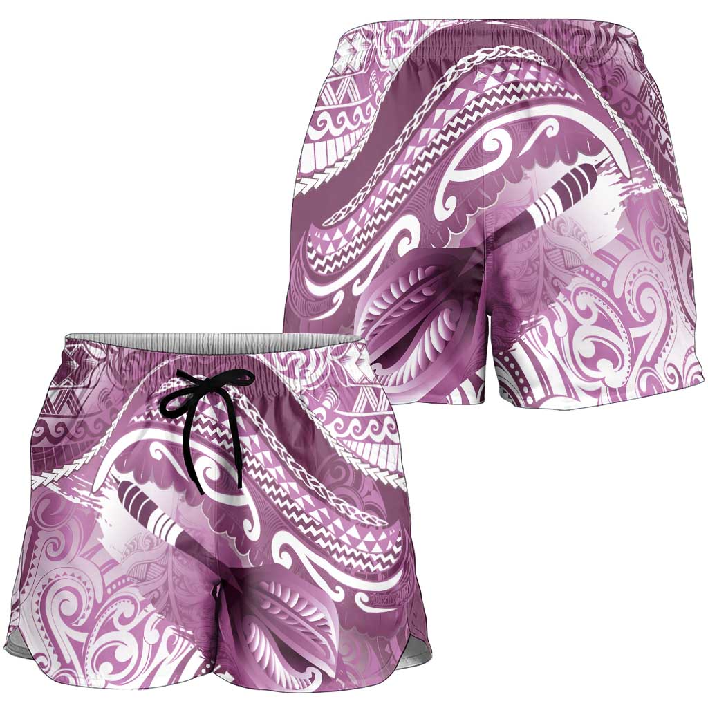 New Zealand Aotearoa Darts Masters Shorts for Women Maori Art Tattoo with Tribal Dart Symbol Pink LT03 - Polynesian Pride