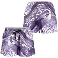 New Zealand Aotearoa Darts Masters Shorts for Women Maori Art Tattoo with Tribal Dart Symbol Purple LT03 - Polynesian Pride