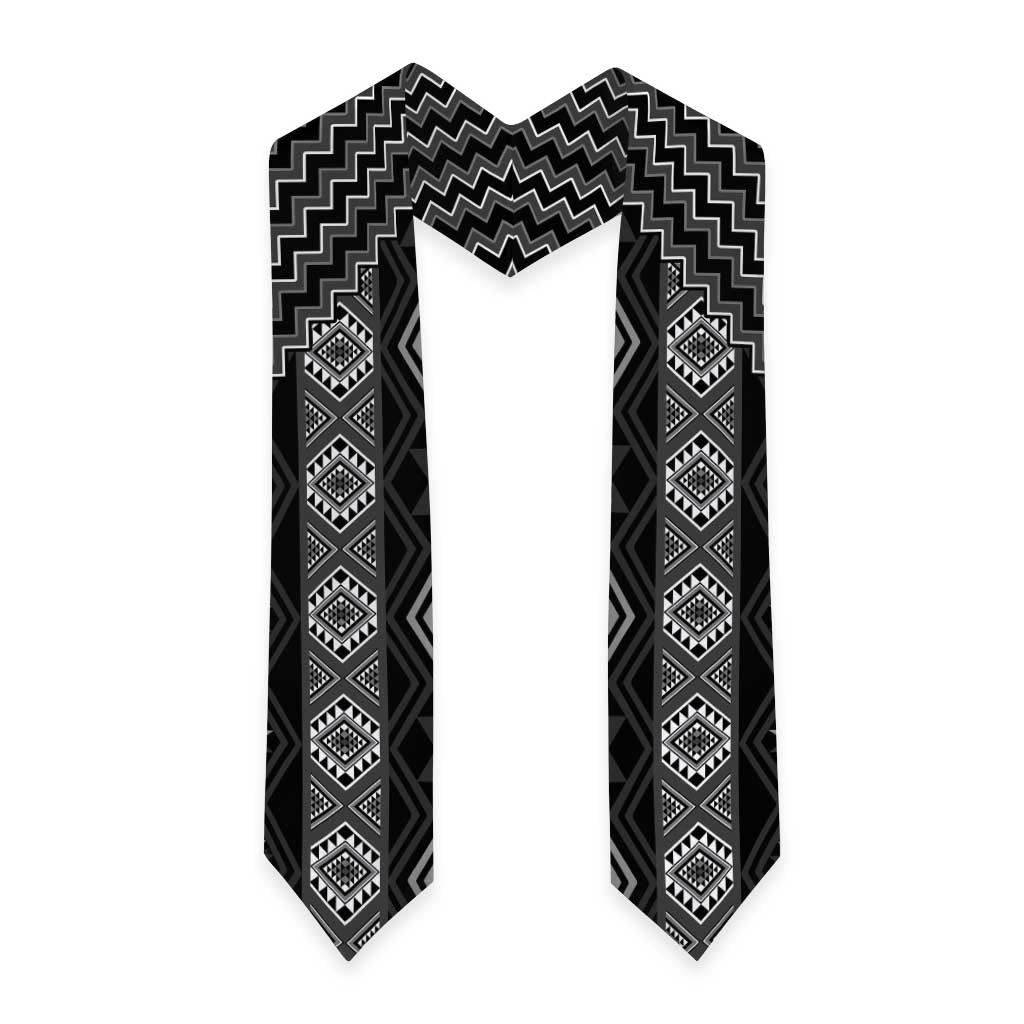 New Zealand Aotearoa Graduation Stole Black Poutama With Taniko Pattern LT05 - Polynesian Pride