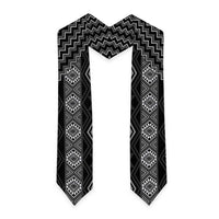 New Zealand Aotearoa Graduation Stole Black Poutama With Taniko Pattern LT05 - Polynesian Pride