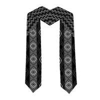 New Zealand Aotearoa Graduation Stole Black Poutama With Taniko Pattern LT05 - Polynesian Pride