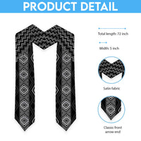 New Zealand Aotearoa Graduation Stole Black Poutama With Taniko Pattern LT05 - Polynesian Pride