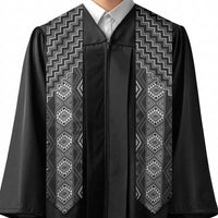 New Zealand Aotearoa Graduation Stole Black Poutama With Taniko Pattern LT05 - Polynesian Pride