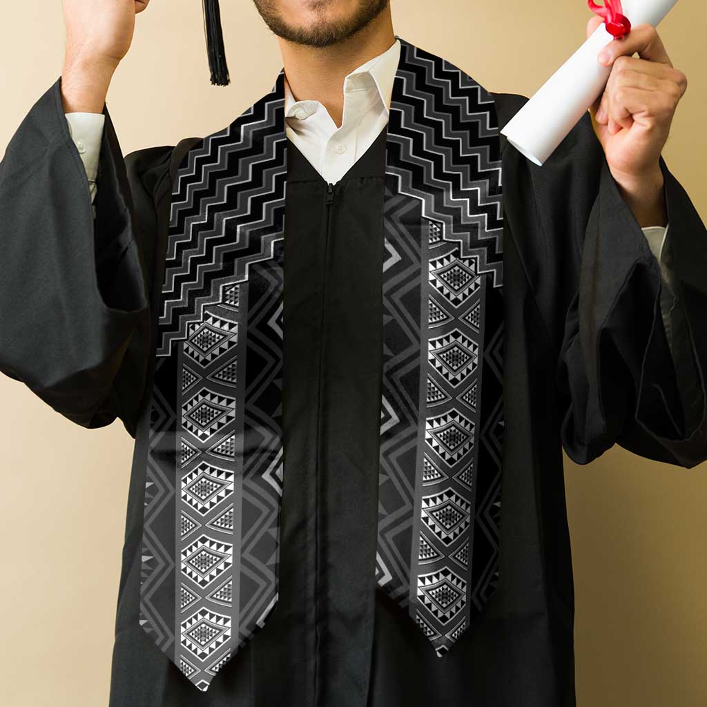 New Zealand Aotearoa Graduation Stole Black Poutama With Taniko Pattern LT05 - Polynesian Pride