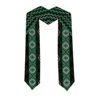 New Zealand Aotearoa Graduation Stole Green Poutama With Taniko Pattern