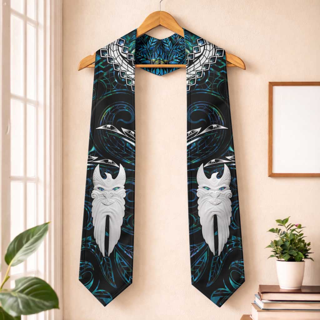 New Zealand Aotearoa Graduation Stole Maori Hei Rehua Paua Shell Glitter Green LT05 One Size Green - Polynesian Pride