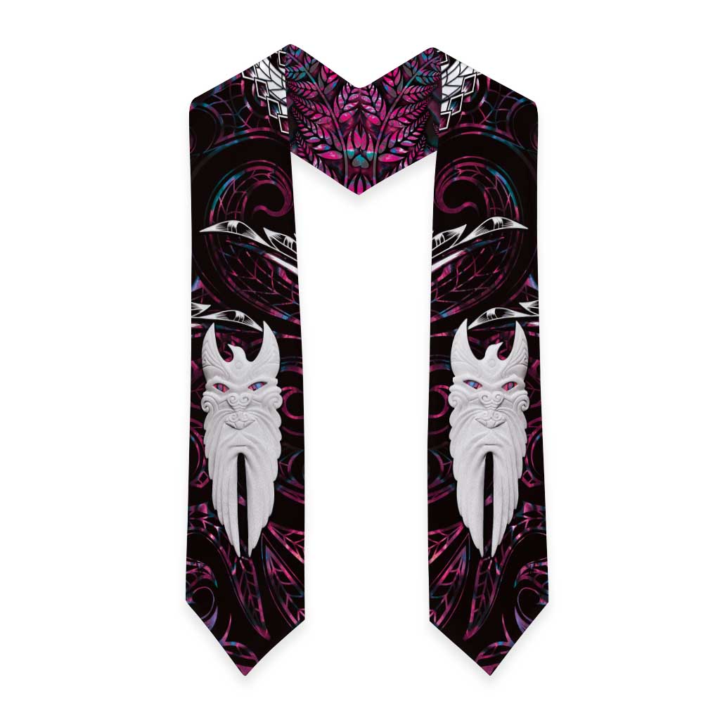 New Zealand Aotearoa Graduation Stole Maori Hei Rehua Paua Shell Glitter Pink LT05 - Polynesian Pride
