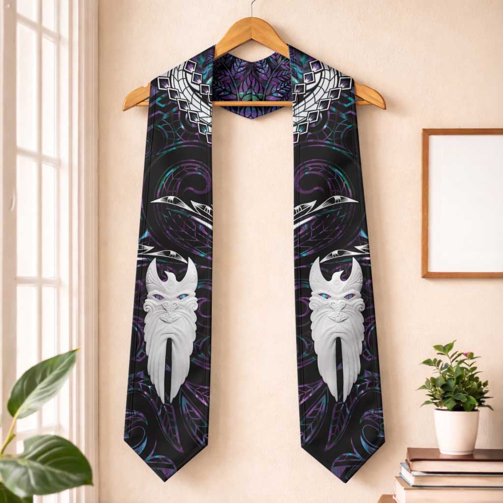 New Zealand Aotearoa Graduation Stole Maori Hei Rehua Paua Shell Glitter Purple