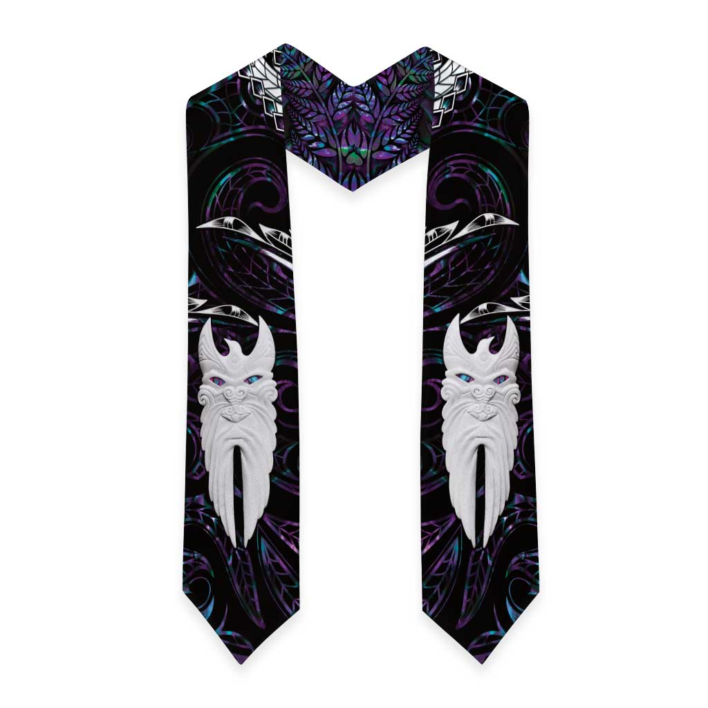 New Zealand Aotearoa Graduation Stole Maori Hei Rehua Paua Shell Glitter Purple LT05 - Polynesian Pride