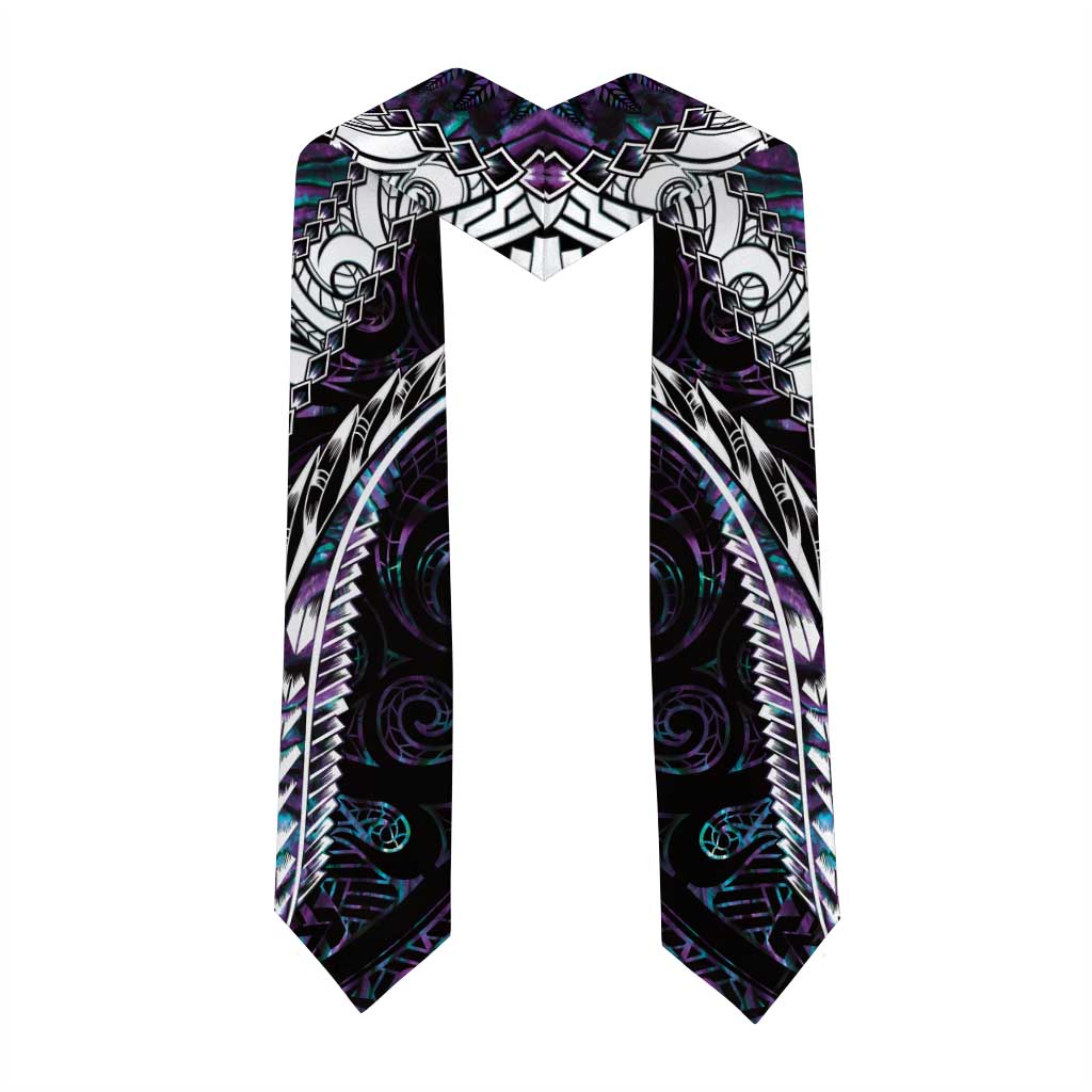 New Zealand Aotearoa Graduation Stole Maori Hei Rehua Paua Shell Glitter Purple LT05 - Polynesian Pride